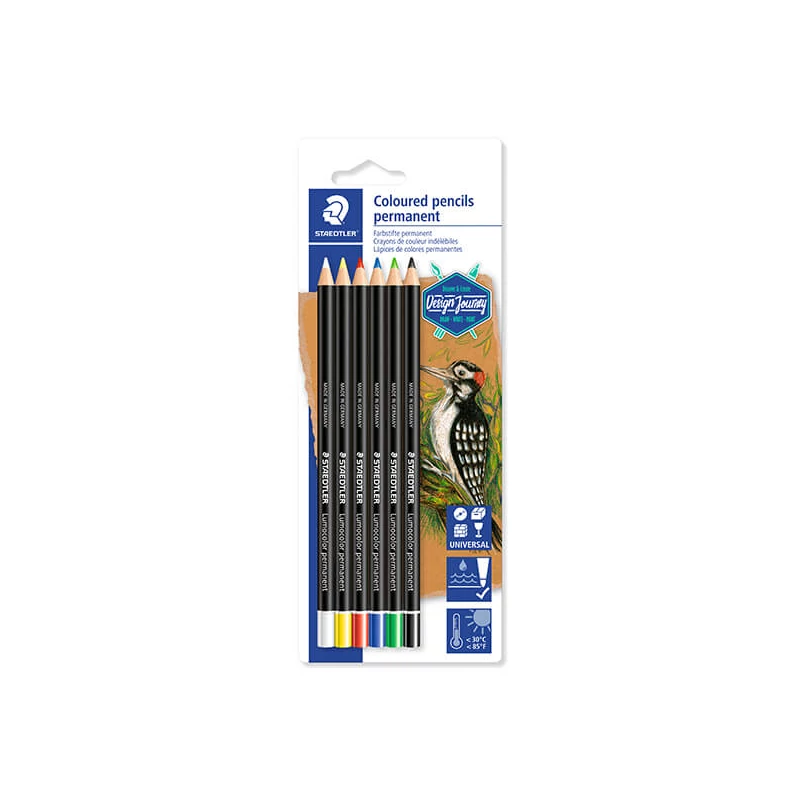 Színesceruza készlet, mindenre író, Staedtler, Design Journey, Lumocolor - 6 db