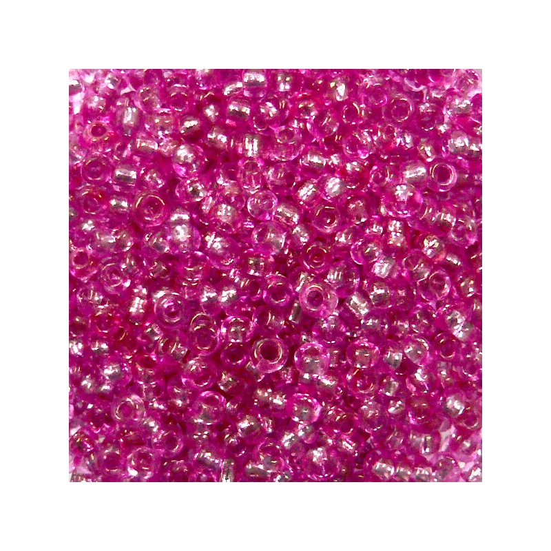 Kásagyöngy, átlátszó, ezüst béléssel, 2 mm - pink