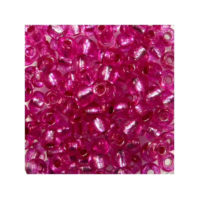 Kásagyöngy, átlátszó, ezüst béléssel, 4 mm - pink