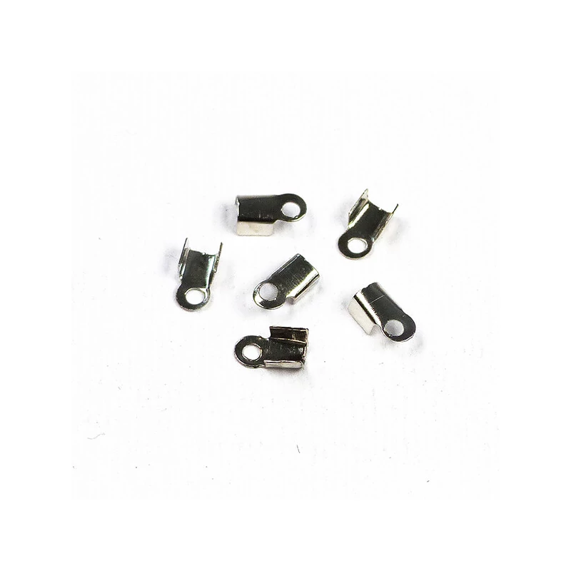 Bőr végzáró, szögletes - ródium, 3x6 mm