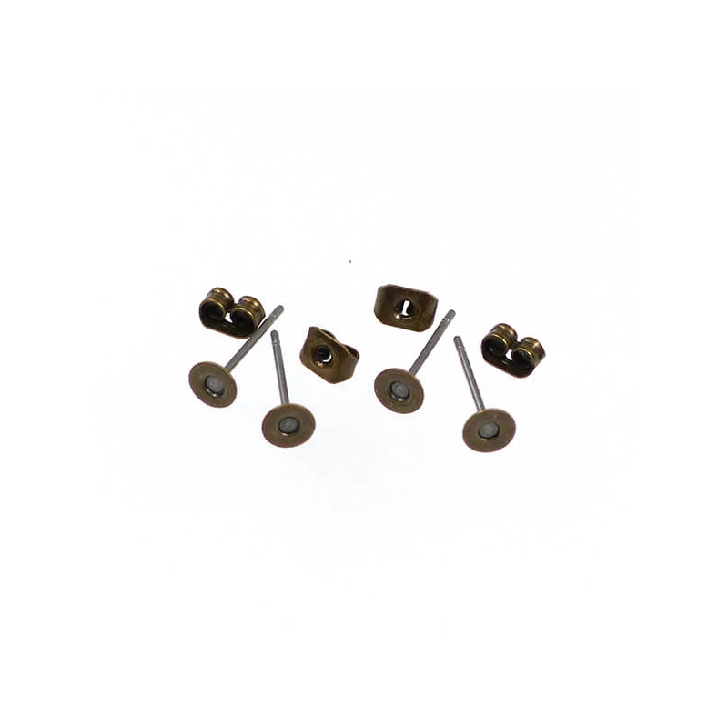 Fülbevaló alap, bedugós - antik, 4 mm, 2 pár