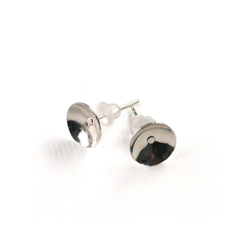 Fülbevaló alap, bedugós, szilikon stifttel, 8 mm rivolihoz, 2 pár
