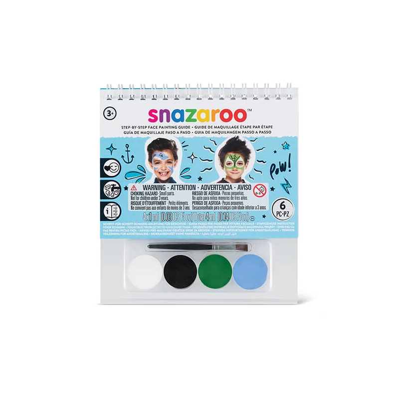 Snazaroo arcfesték készlet + sminkkönyv, 4x1 ml - Fiúknak
