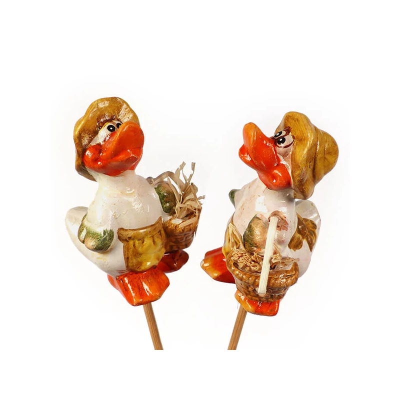 Kerámia figurák - kalapos kacsalányok párban, betűzhető, 6 cm