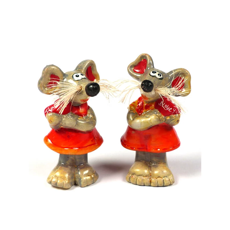 Kerámia figurák - egérpár, 10 cm