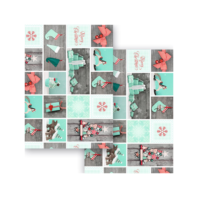 Fotókarton, 49,5x68 cm - karácsony, menta-piros