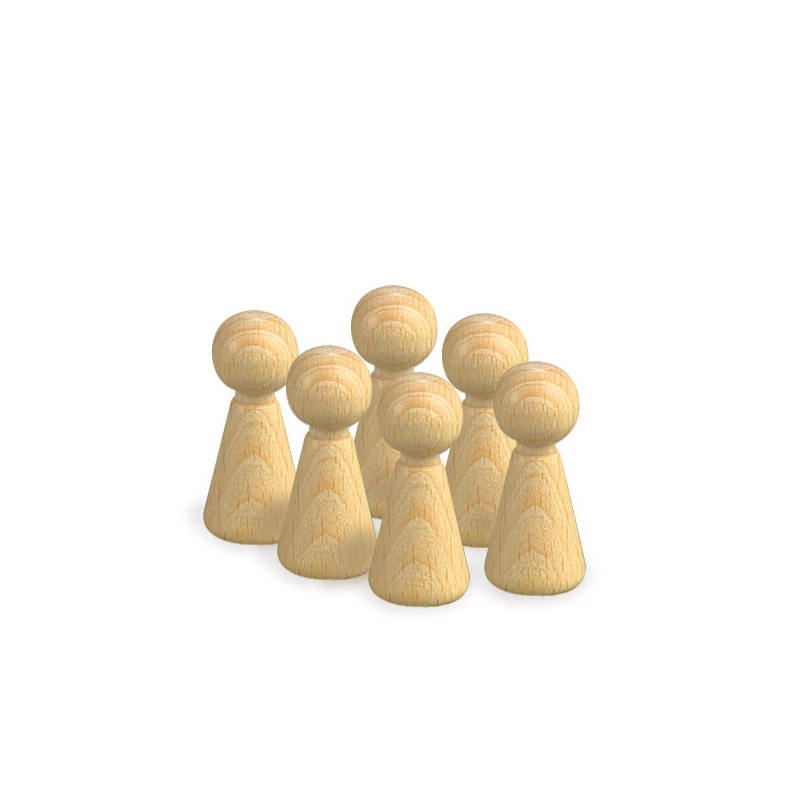 Fa babatest fejjel csomagban - 1,5x3,6 cm, 6 db kúp alakú bábu