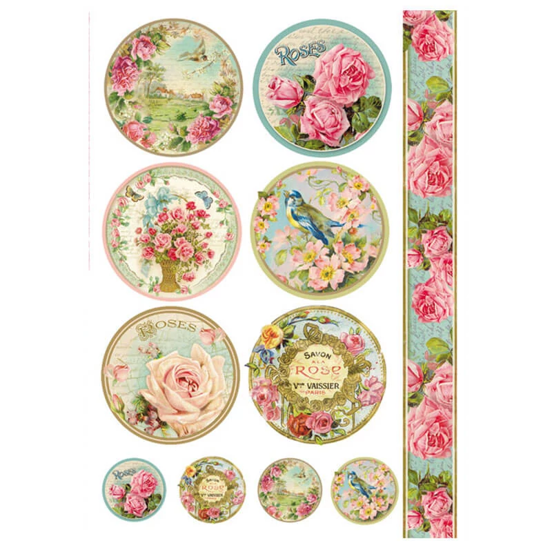 Rizspapír - Roses and birds, DFSA4071