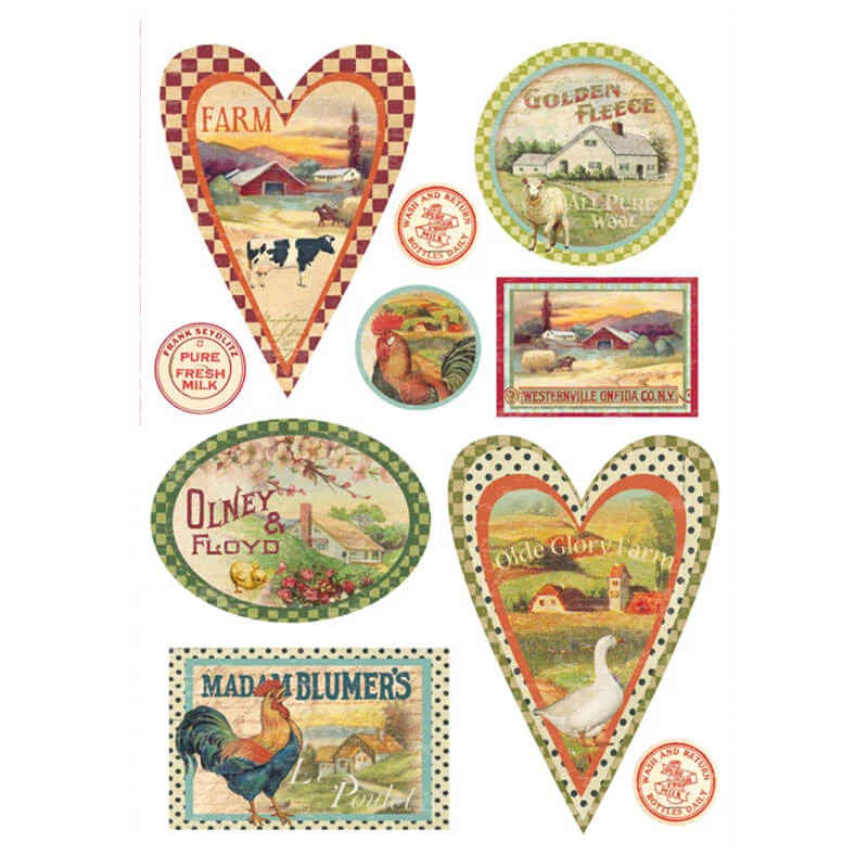 Rizspapír - Farm country hearts, DFSA4088
