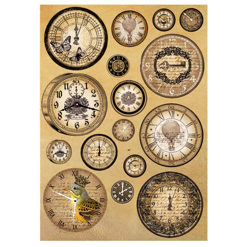 Rizspapír - Vintage clocks, DFSA4093