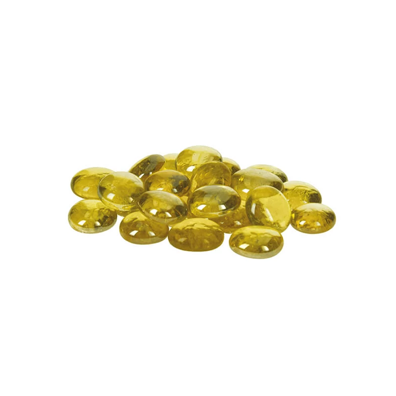 Üvegkavics, 18-20 mm, 100 g - irizáló, sárga