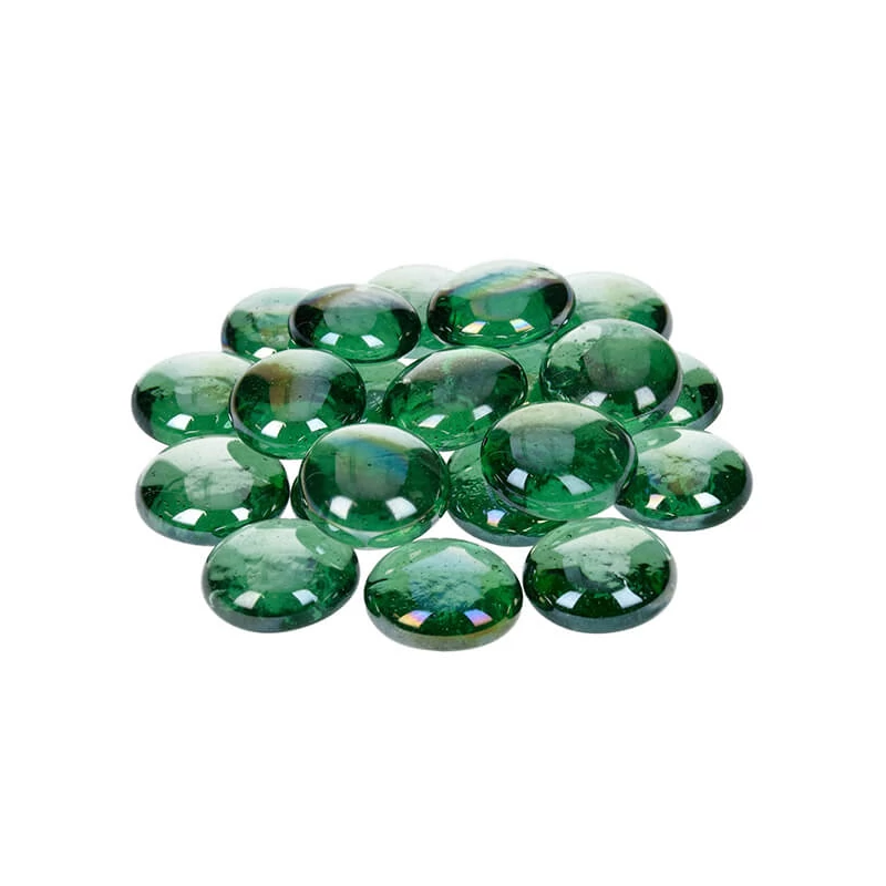 Üvegkavics, 18-20 mm, 100 g - irizáló, mohazöld