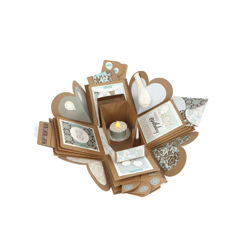 Scrapbook karton doboz, robbanó - natúr