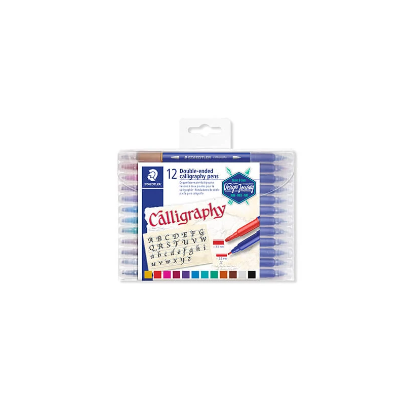 Kalligrafikus marker készlet, Staedtler, Design Journey, kétvégű - 12 db