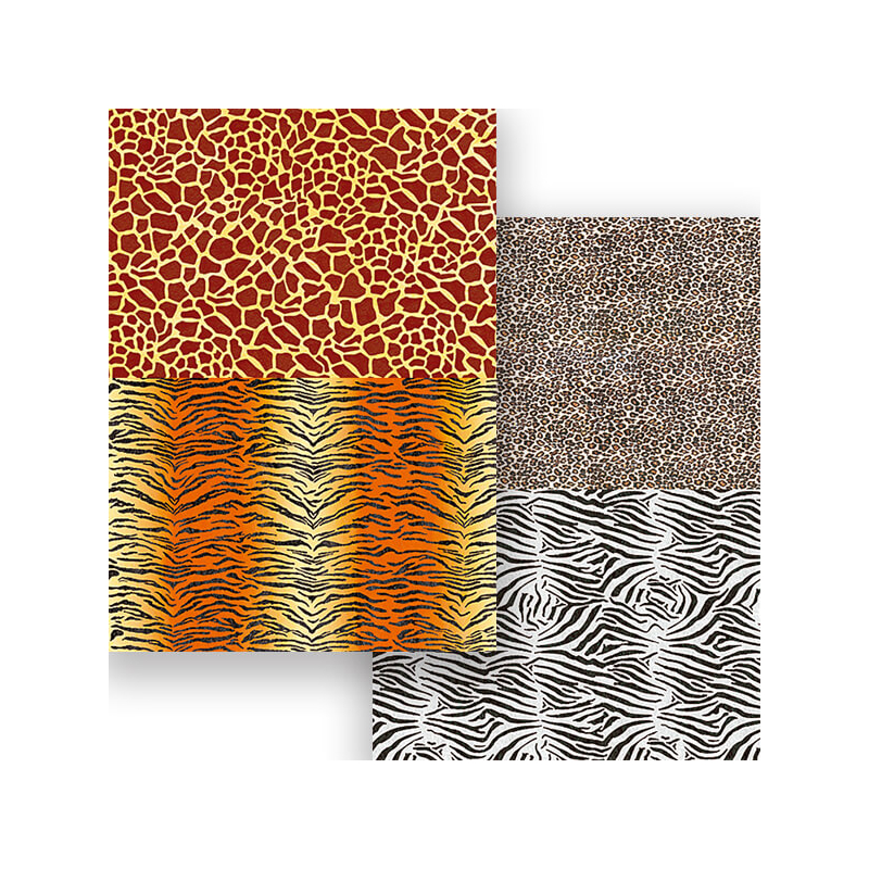Fotókarton, 50x70 cm - Zsiráf, tigris, ocelot, zebra