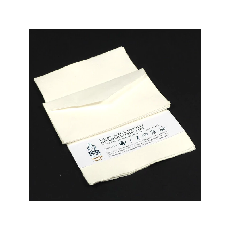 Merített papír, levélpapír+boríték, 125 g, A4-DL, 5+5 db - fehér