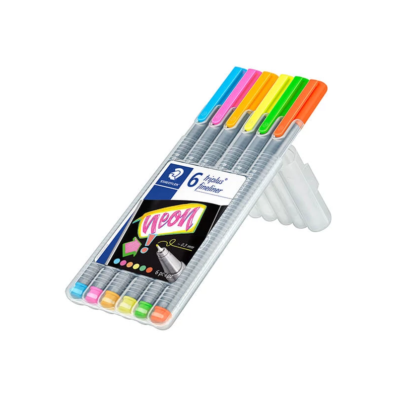 Tűfilc készlet, Staedtler, Triplus Neon - 6 db