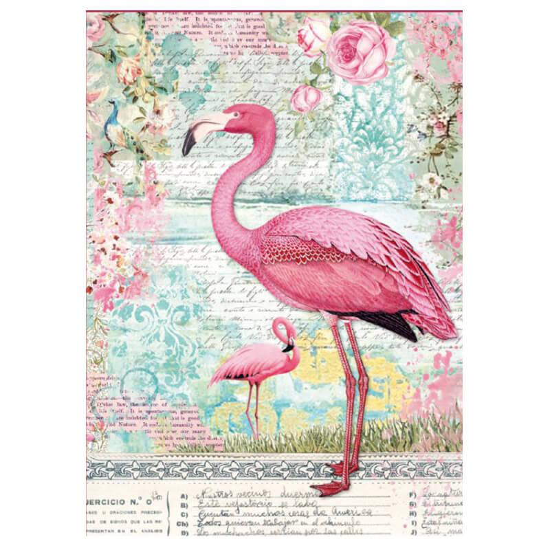 Rizspapír - Rózsaszín flamingó, DFSA4273