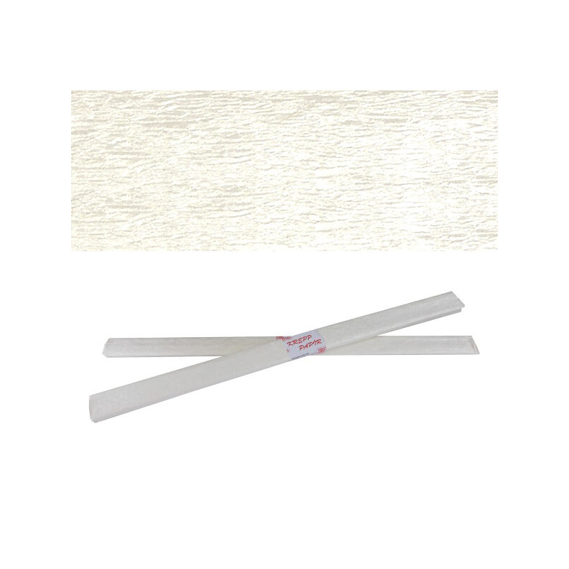 Krepp papír, 50x200 cm - gyöngyház, fehér
