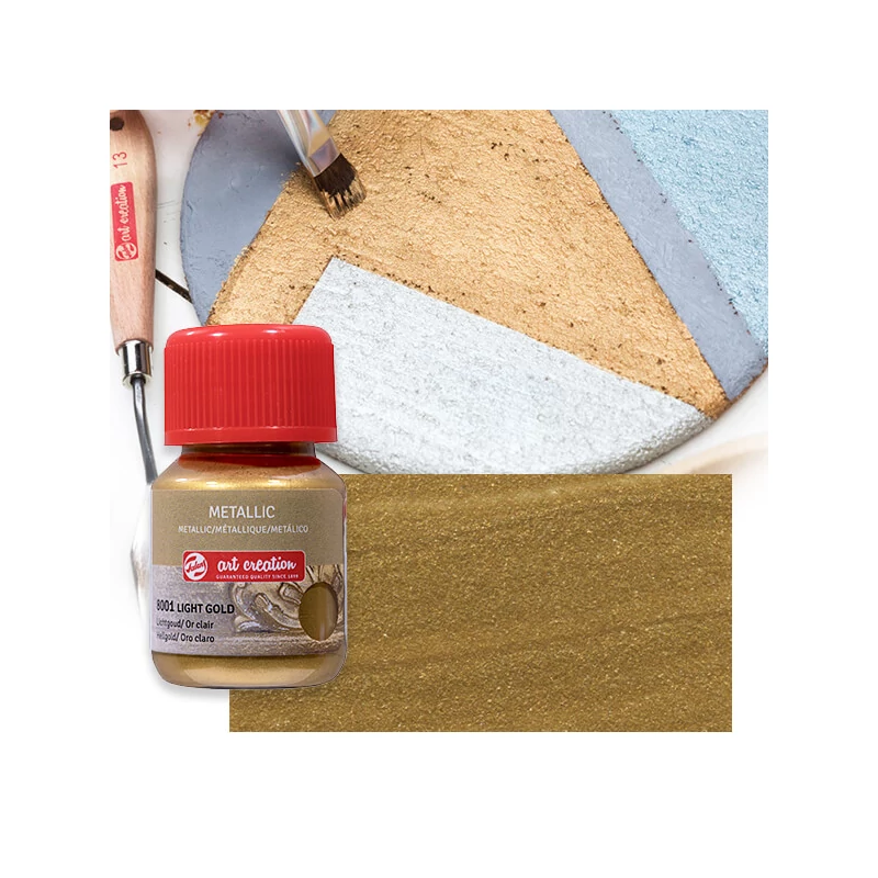 Art Creation Metallic akrilfesték 30 ml - 8001 világosarany Light gold minta