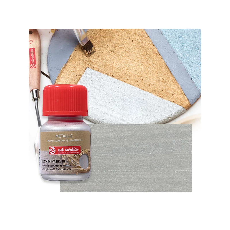 Art Creation Metallic akrilfesték 30 ml - 8015 ezüst Shiny silver minta