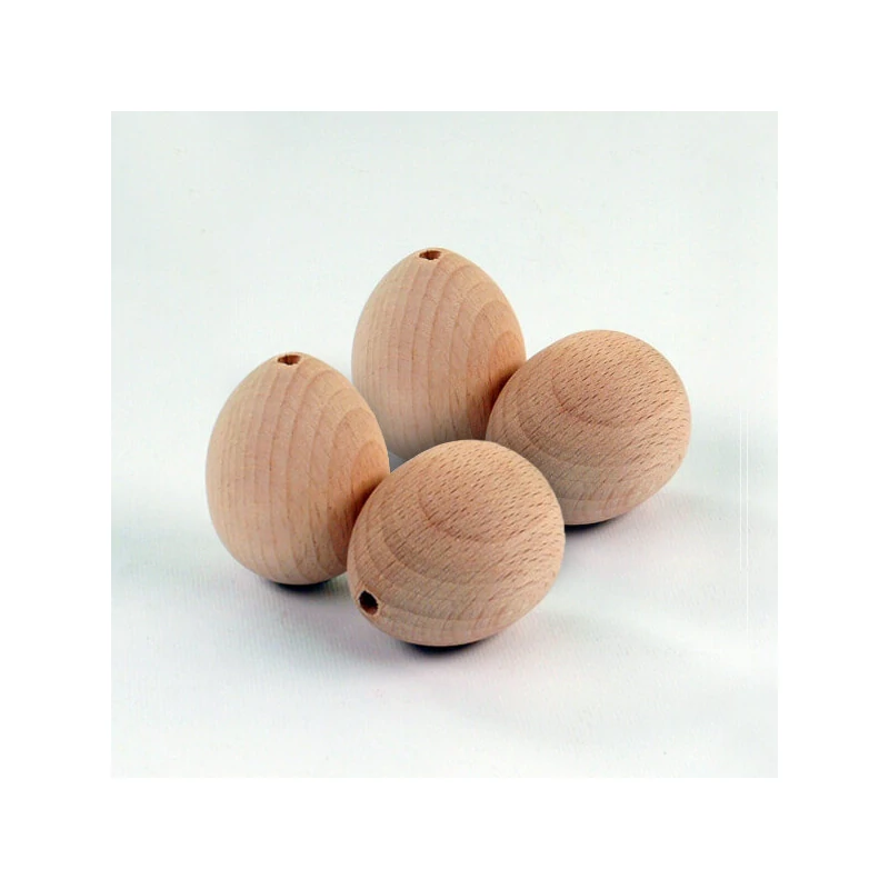 Fa tojás, lyukas fatojás - 4x2,7 cm, 4 db
