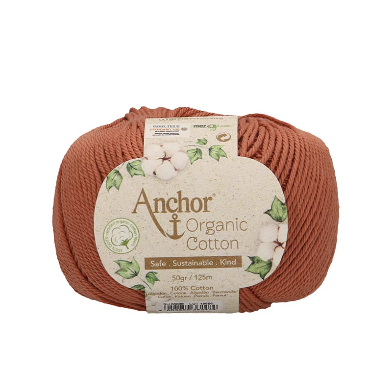 Horgolófonal, Anchor Organic Cotton, 50 g, vegán - 00038 földbarna