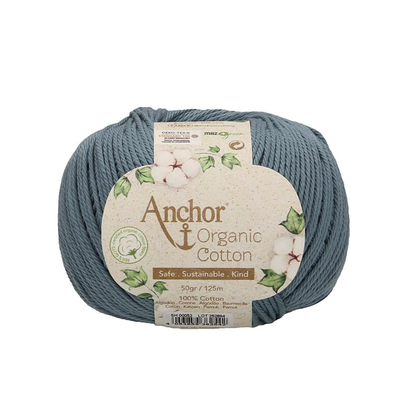 Horgolófonal, Anchor Organic Cotton, 50 g, vegán - 00052 óceánkék