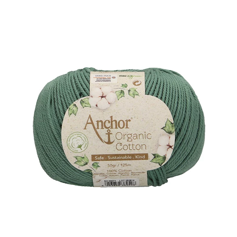 Horgolófonal, Anchor Organic Cotton, 50 g, vegán - 00071 smaragd tó