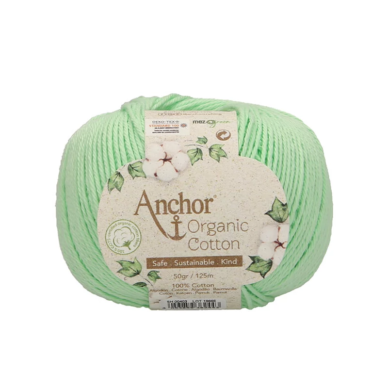 Horgolófonal, Anchor Organic Cotton, 50 g, vegán - 00403 vízhullám