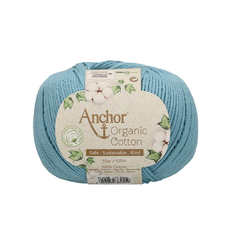 Horgolófonal, Anchor Organic Cotton, 50 g, vegán - 01038 égkék