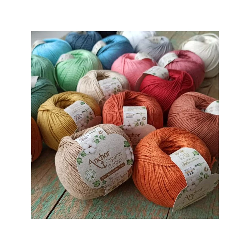 Horgolófonal, Anchor Organic Cotton, 50 g, vegán - 00071 smaragd tó