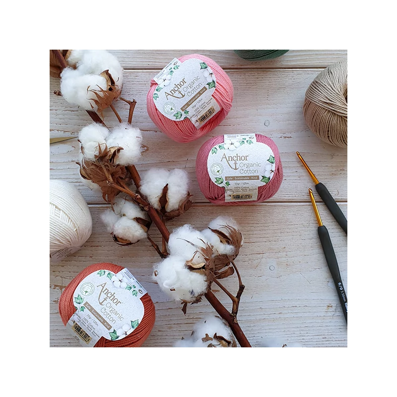 Horgolófonal, Anchor Organic Cotton, 50 g, vegán - 00071 smaragd tó