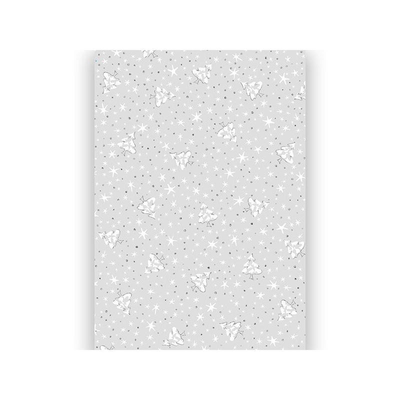 Transzparens papír, A4 - Glitteres fenyők, csillagok