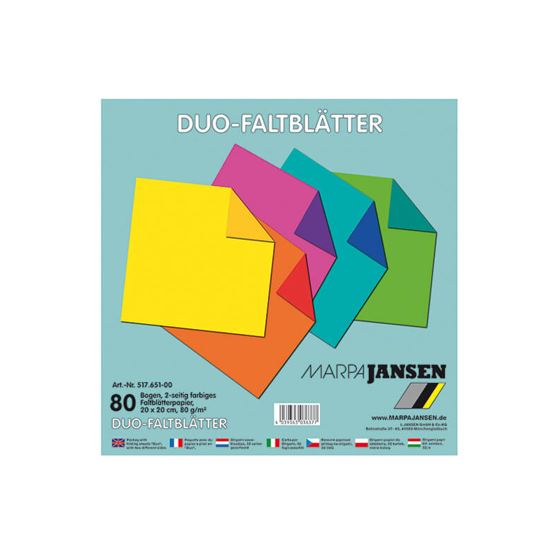 Origami papír, Duo-Color - 80 g, 80 db, 20x20 cm