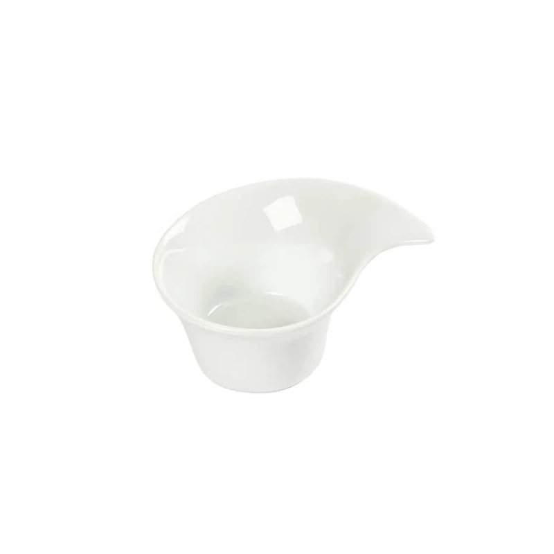 Porcelán tálka fogantyúval - 10x7x5 cm, fehér