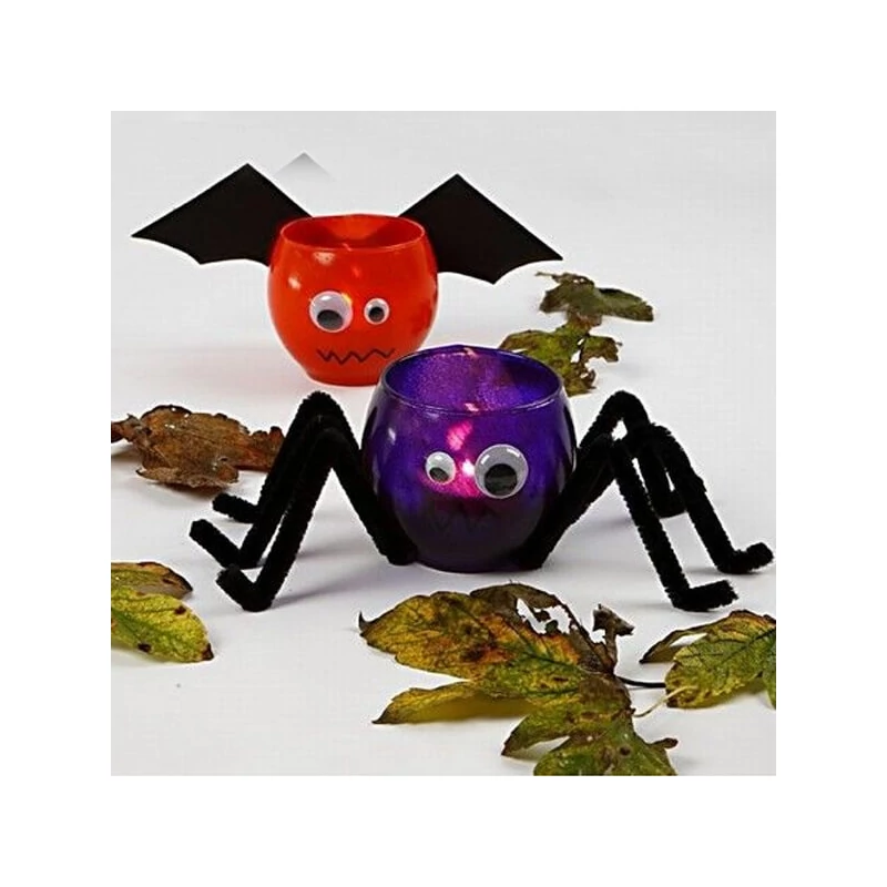 Halloween-i üveg gömb mécsestartó, 8x7 cm