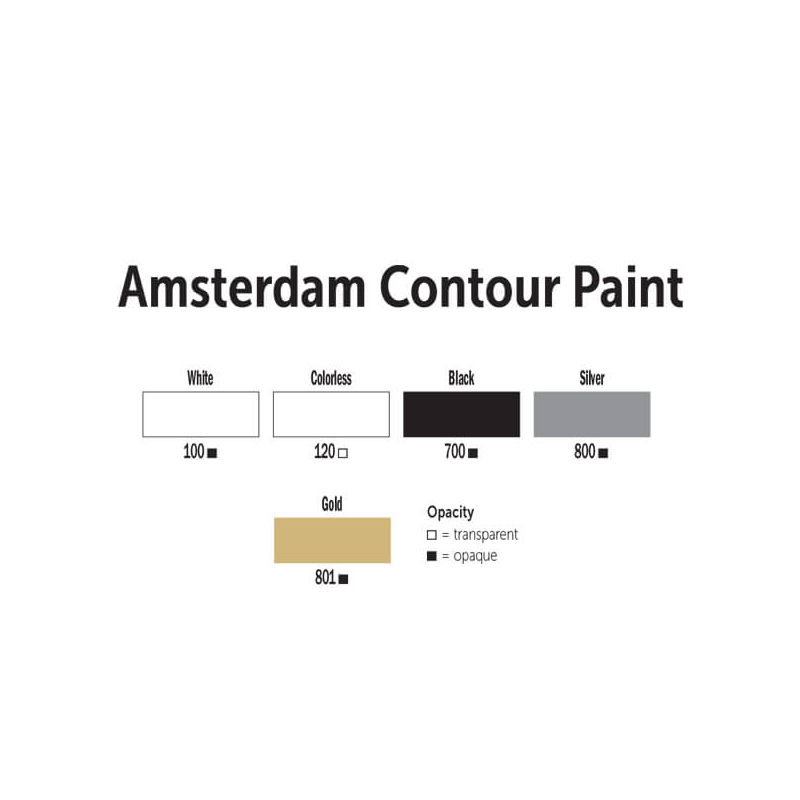 Amsterdam Contour Paint kontúrfesték, kiégethető, 20 ml - ezüst, 800