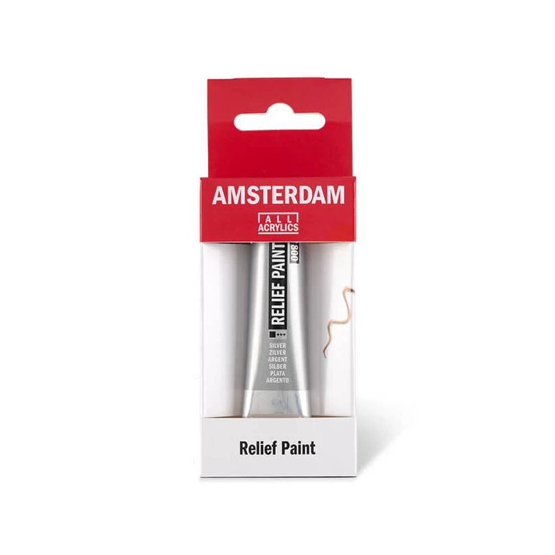 Amsterdam Relief Paint kontúrfesték, nem kiégethető, 20 ml - ezüst, 800