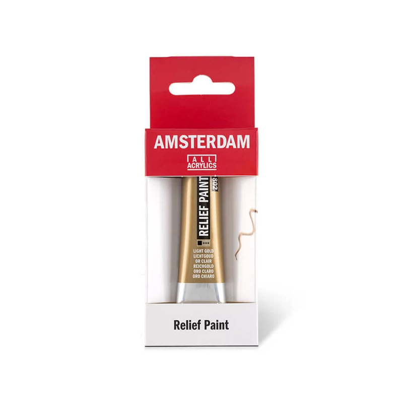 Amsterdam Relief Paint kontúrfesték, nem kiégethető, 20 ml - világosarany, 802