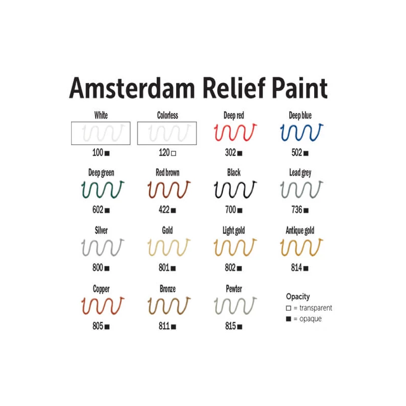 Amsterdam Relief Paint kontúrfesték, nem kiégethető, 20 ml - színtelen, 120