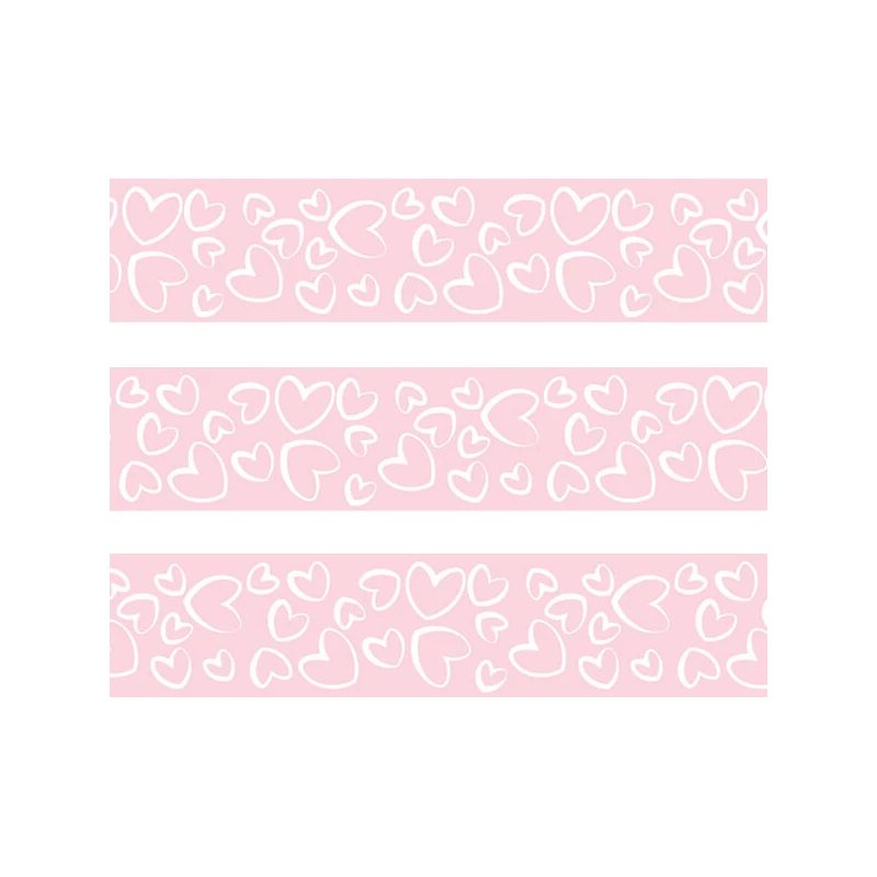 Washi tape, 15 mm, 10 m - szívek, rózsaszín