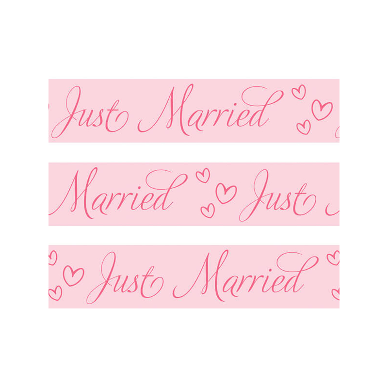 Washi tape, 15 mm, 10 m - Just Married, rózsaszín