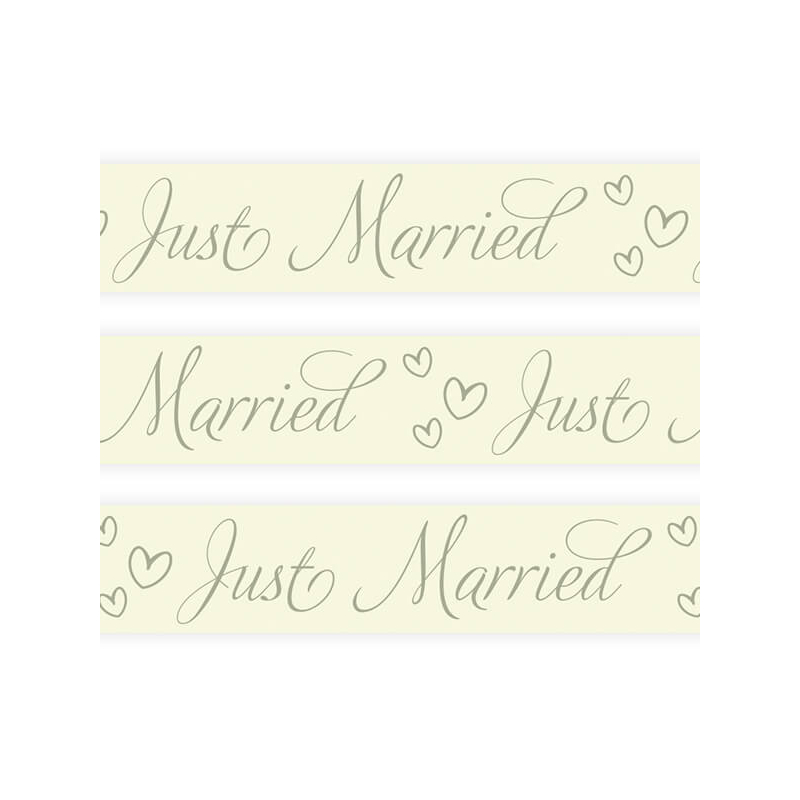 Washi tape, 15 mm, 10 m - Just Married, bézs