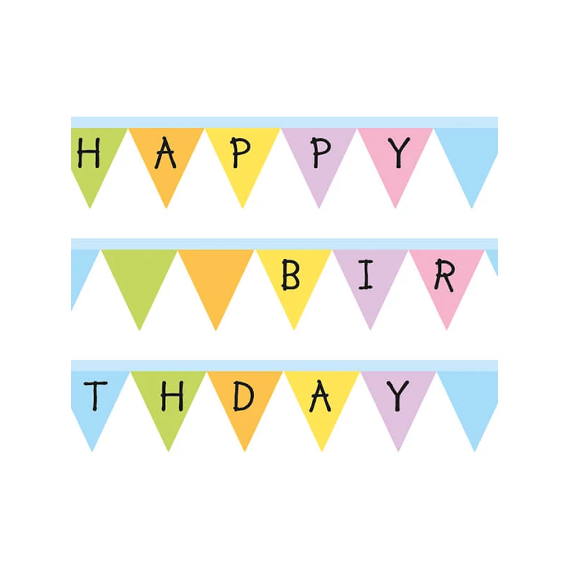 Washi tape, 15 mm, 10 m - Happy Birthday zászlógirland