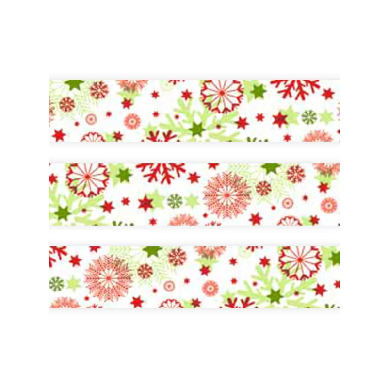 Washi tape, 15 mm, 10 m - jégkristály, zöld-piros