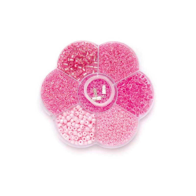 Üveggyöngy válogatás - pink mix