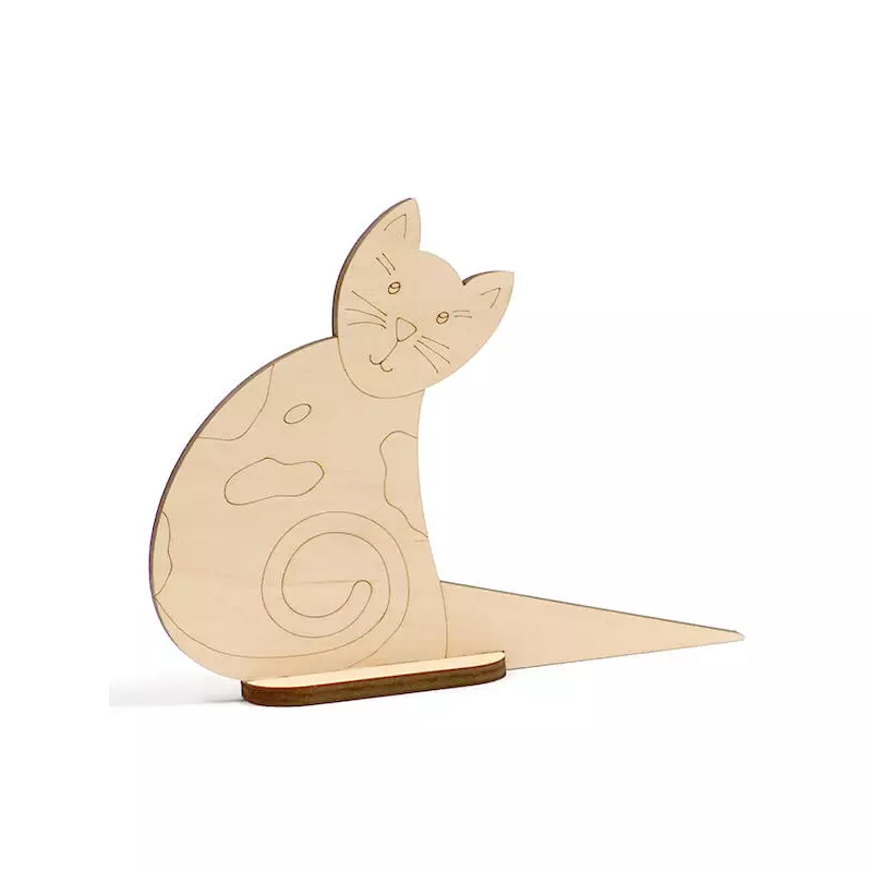 Fafigura - Ajtókitámasztó cica, foltos