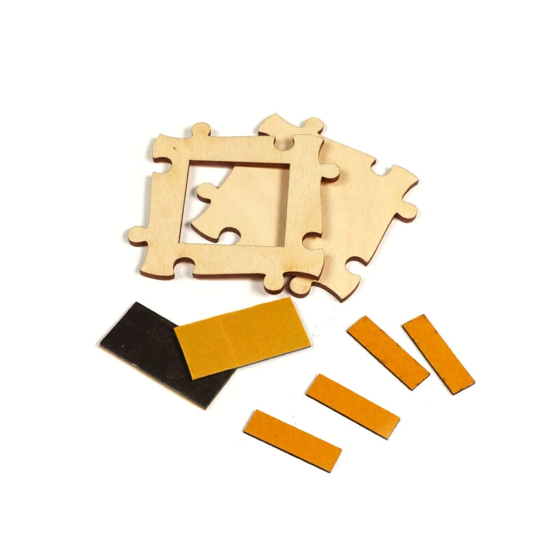 Fa képkeret, 6x6 cm - puzzle, hűtőmágnes, négyzet
