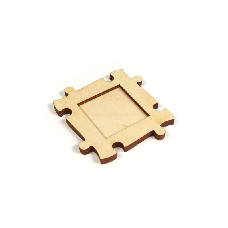 Fa képkeret, 6x6 cm - puzzle, hűtőmágnes, négyzet
